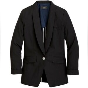 J. Crew Unstructured Shawl Collar Blazer Cotton Linen Black Jacket Womens Size 4
